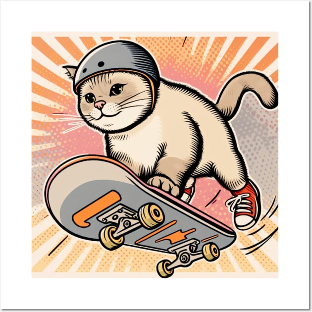 Skater Cat Wall Art by DAZu